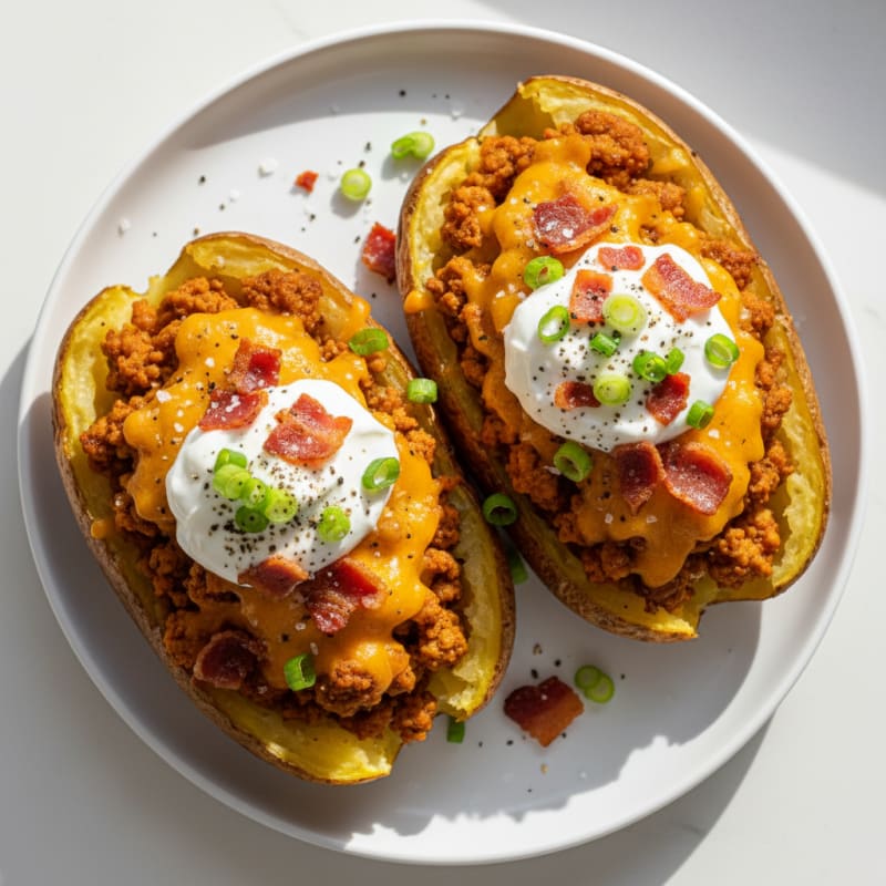 Crispy Bacon Cheddar Stuffed Potatoes