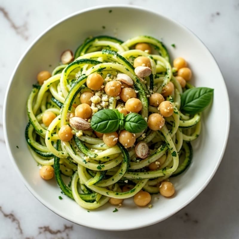 Fresh Zucchini Noodles with Creamy Vegan Pesto