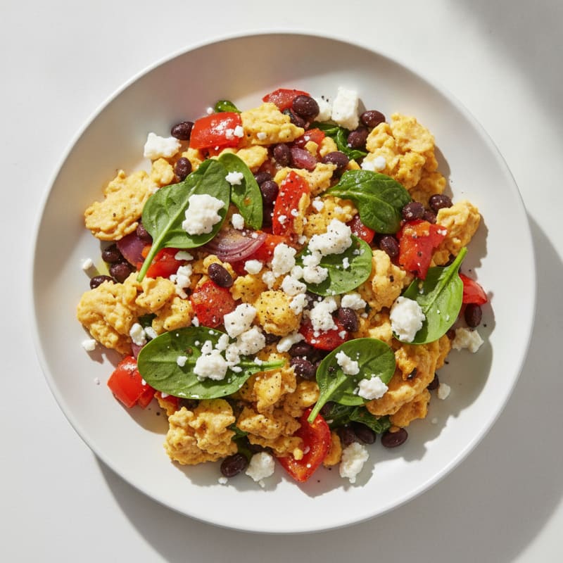 Hearty Scrambled Eggs with Roasted Vegetables