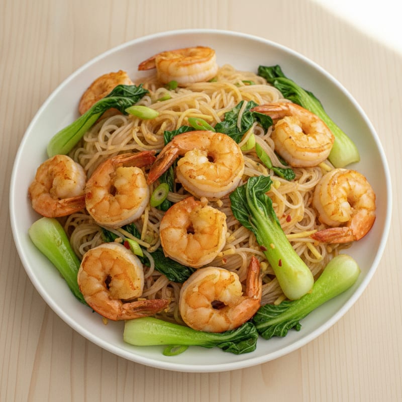 Garlic Shrimp with Rice Noodles