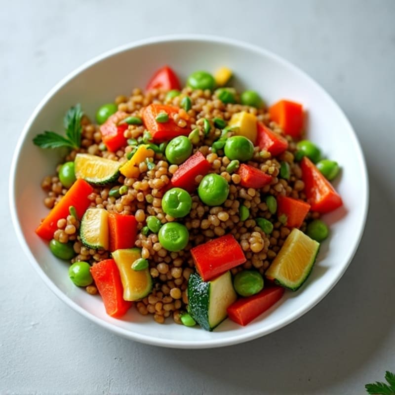 Lentil and Vegetable Stir-Fry with Edamame