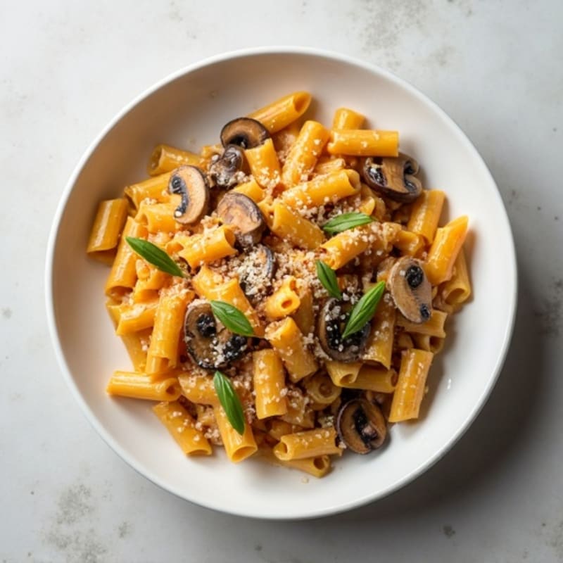 Creamy Parmesan Mushroom Red Lentil Pasta