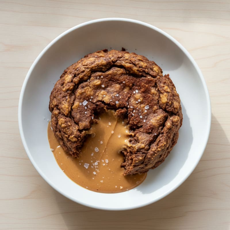 Chocolate Lava Baked Oats with Peanut Butter