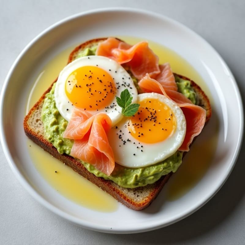 Creamy Avocado Toast with Jammy Eggs and Smoked Salmon