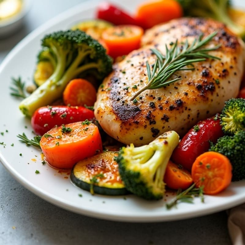 Sheet Pan Herb-Roasted Chicken with Rainbow Vegetables