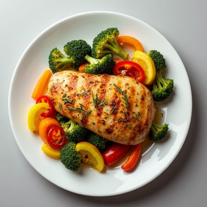 Crispy Lemon-Herb Roasted Chicken with Roasted Vegetables