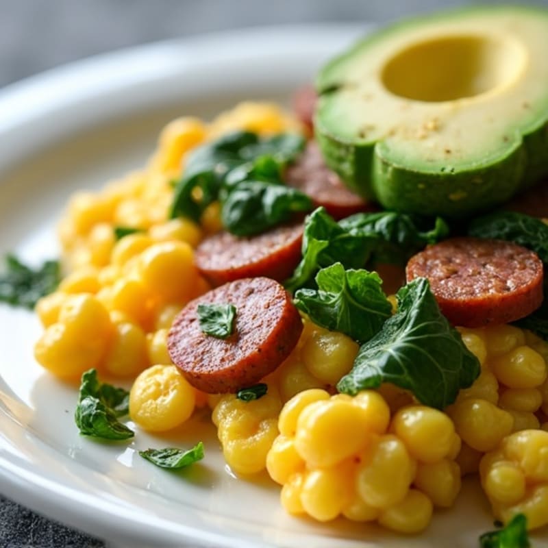 Egg White and Turkey Sausage Scramble with Spinach