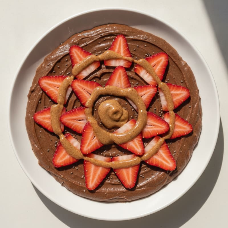 Silky Chocolate Protein Pudding with Sliced Strawberries