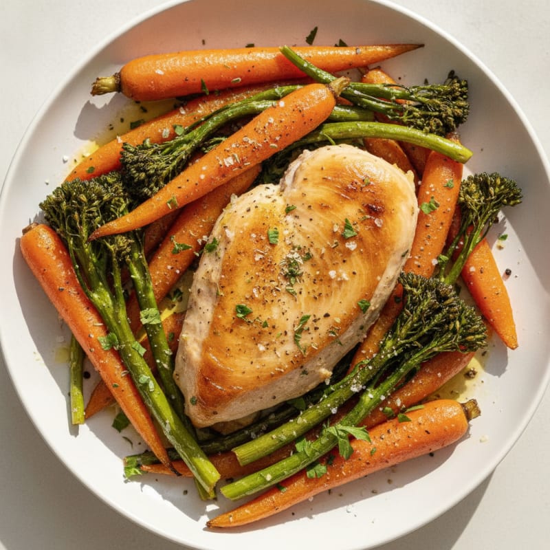 Roasted Carrots and Broccolini with Herbs