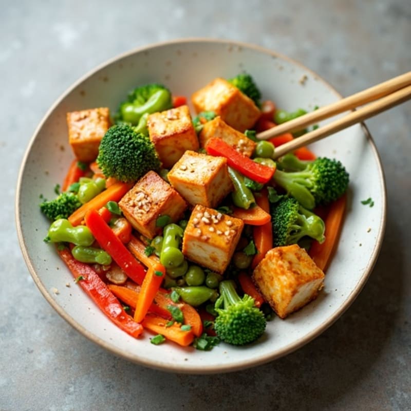 Crispy Sesame Tofu Stir-Fry with Fresh Vegetables