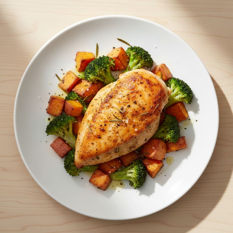 Crispy Roasted Chicken with Sweet Potatoes