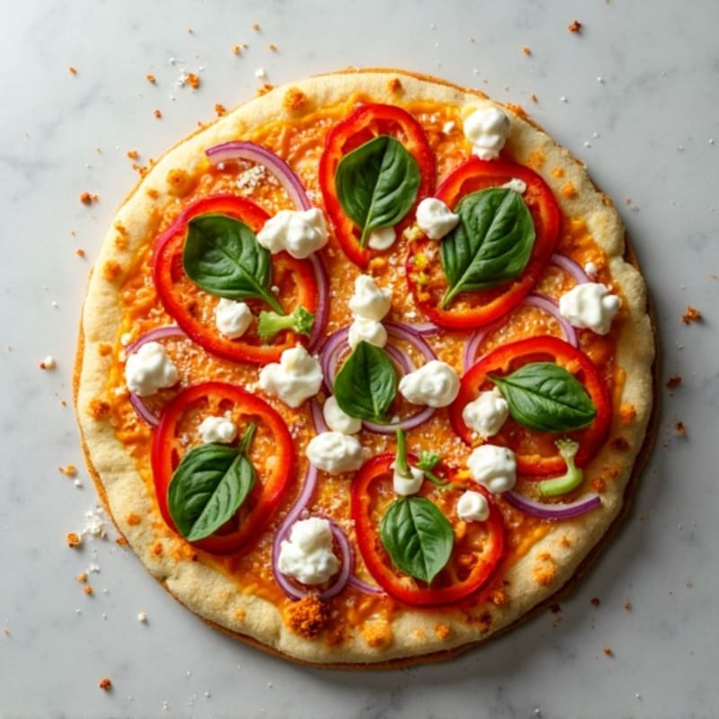 Healthy Buffalo Chicken Pizza with Fresh Veggies