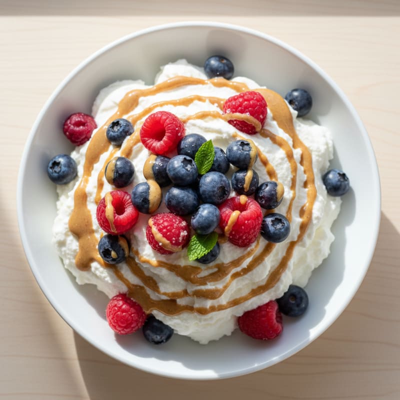 Greek Yogurt Protein Mousse with Mixed Berries