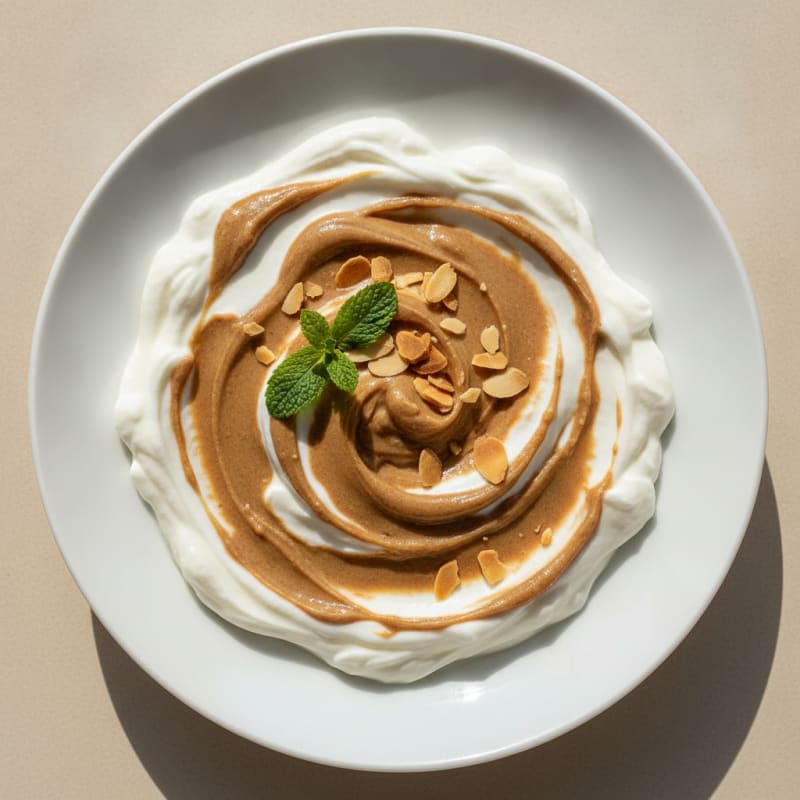 Silky Vanilla Protein Yogurt with Almond Butter Swirl