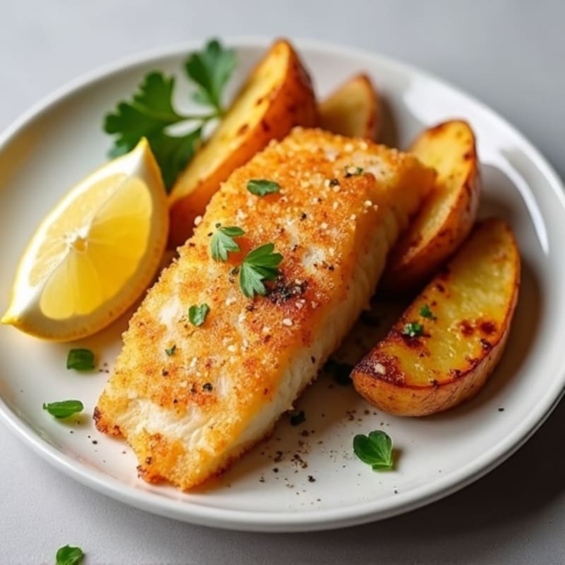 Crispy Baked Cod with Roasted Potato Wedges