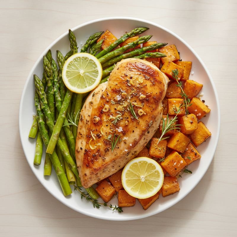 Lemon Herb Roasted Chicken with Asparagus