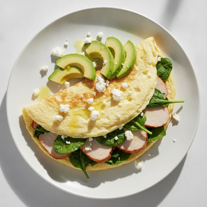 Egg White Omelette with Spinach and Turkey Breast
