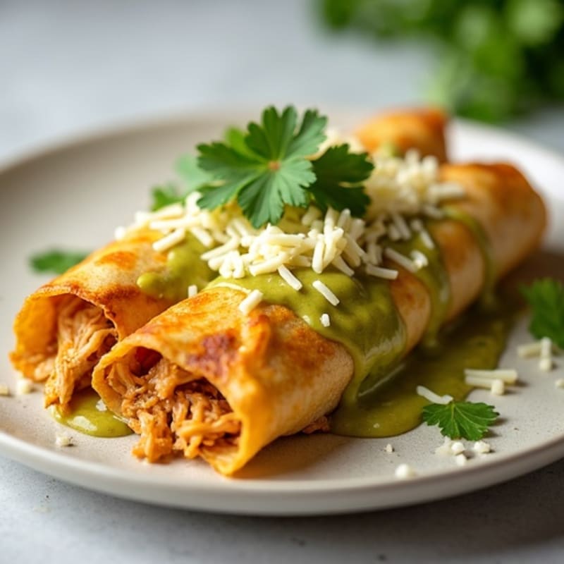 Salsa Verde Shredded Chicken Enchiladas
