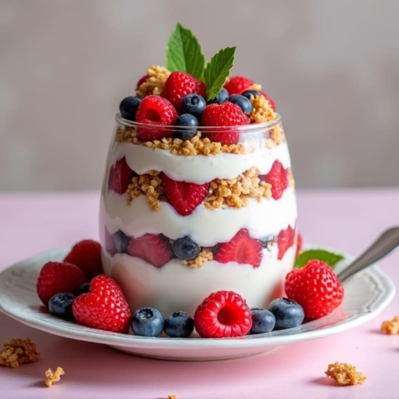 Greek Yogurt Protein Parfait with Berries and Almond Butter