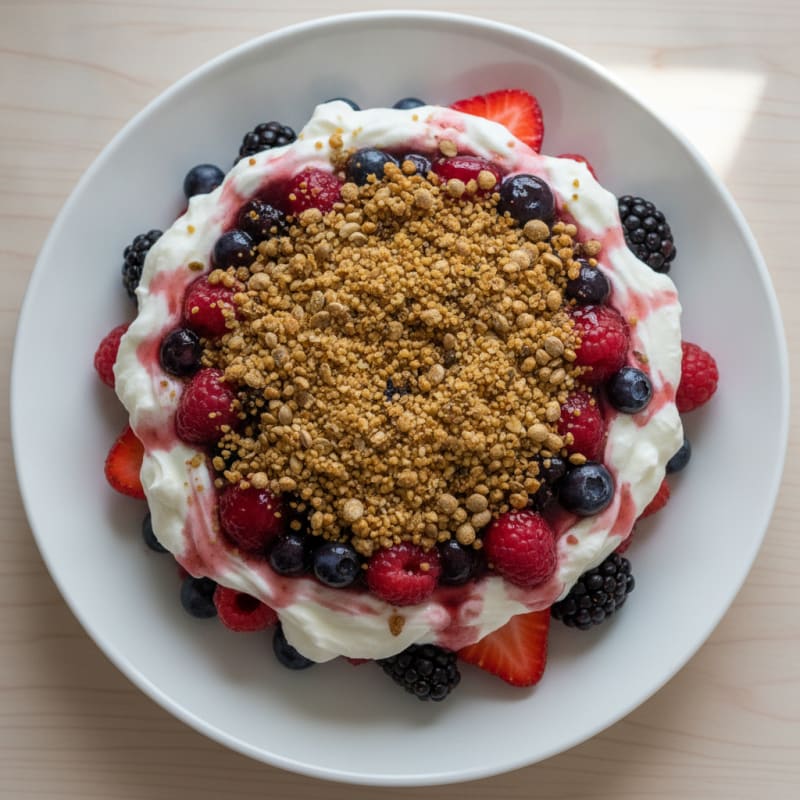 Silky Greek Yogurt Parfait with Mixed Berries and Protein Crunch