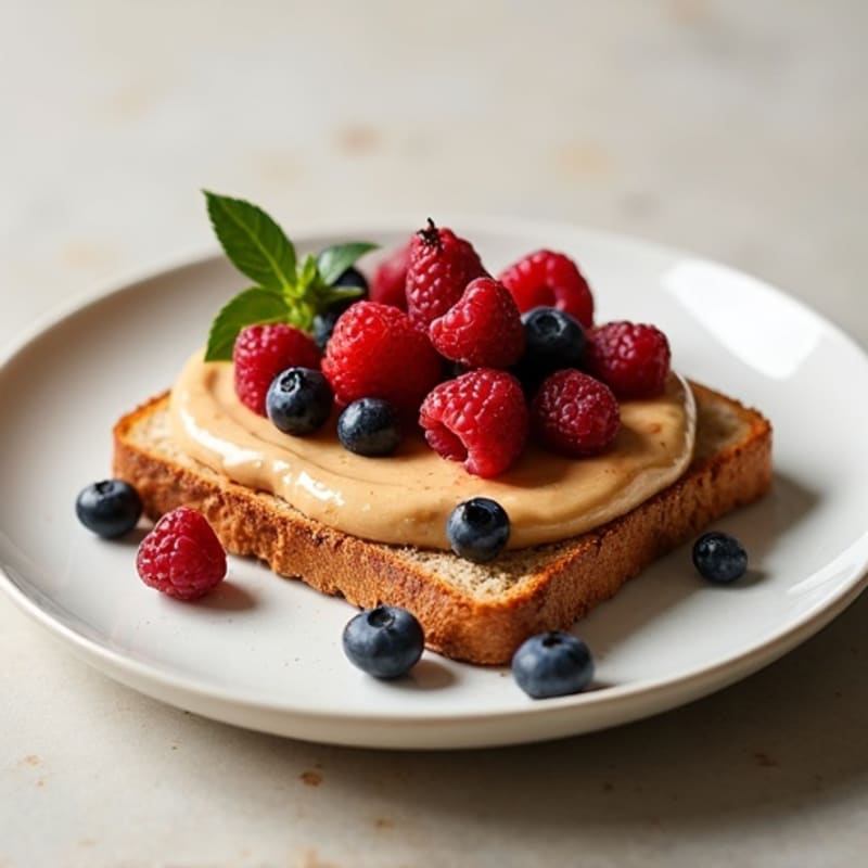 Crispy Whole Grain Peanut Butter and Fresh Berry Toast