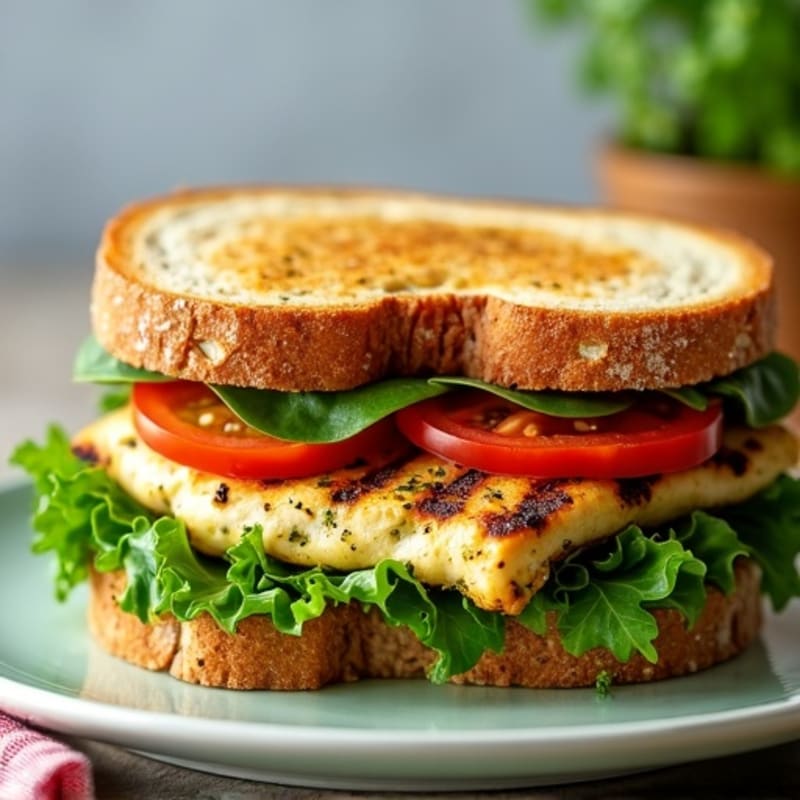 Grilled Chicken Pesto Sandwich with Fresh Greens
