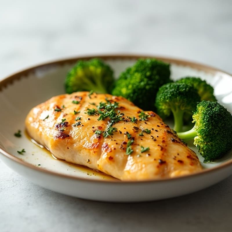 Lemon Garlic Pan-Seared Chicken with Roasted Broccoli