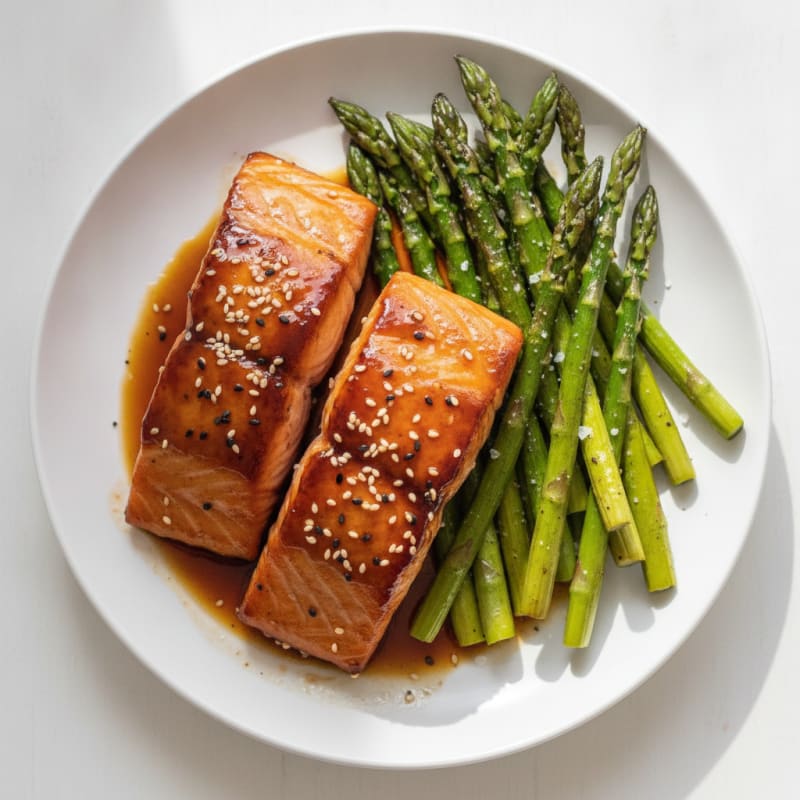 Teriyaki Glazed Salmon with Asparagus