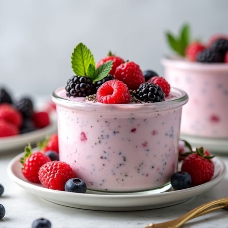 Greek Yogurt Protein Pudding with Mixed Berries