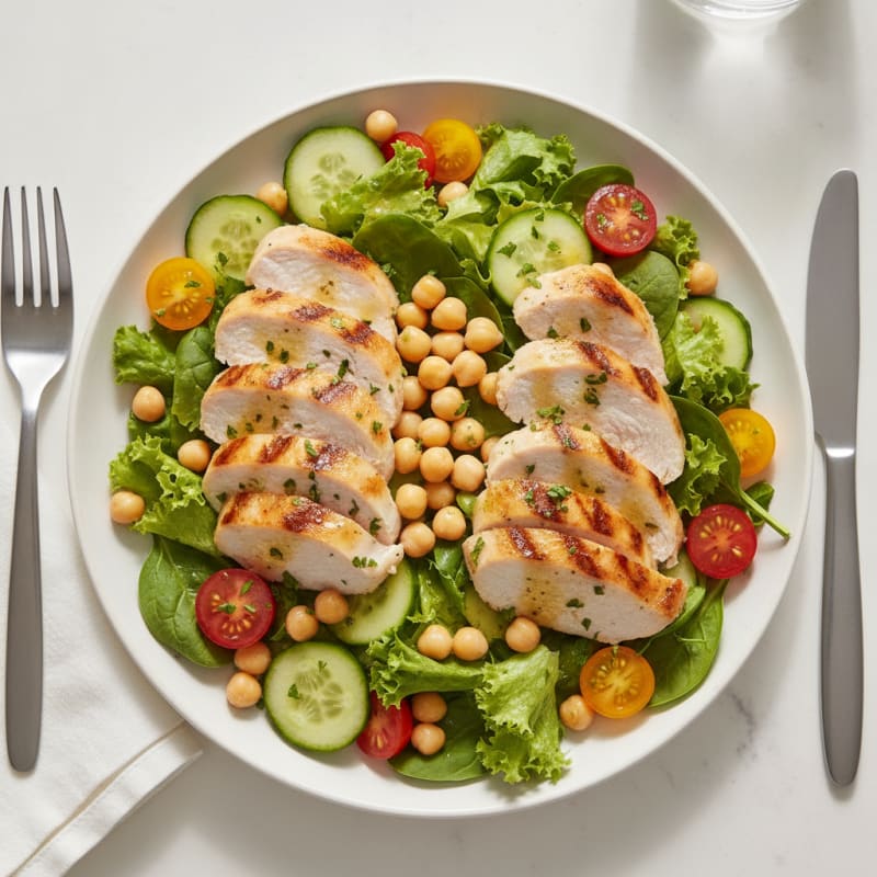 Grilled Turkey Breast Salad with Chickpeas and Lemon Vinaigrette