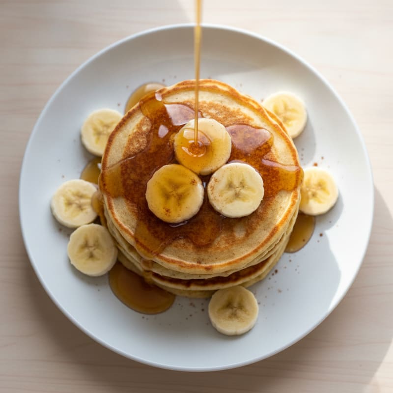 Banana Protein Pancakes with Maple Syrup