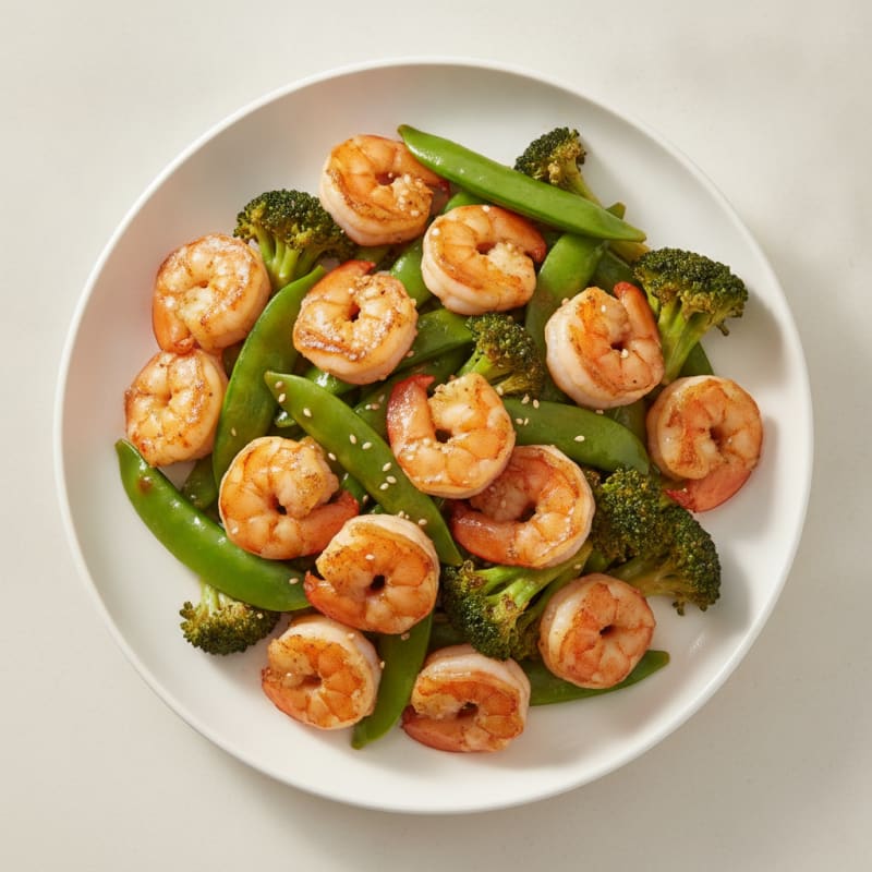 Seared Shrimp Stir-Fry with Broccoli and Snap Peas