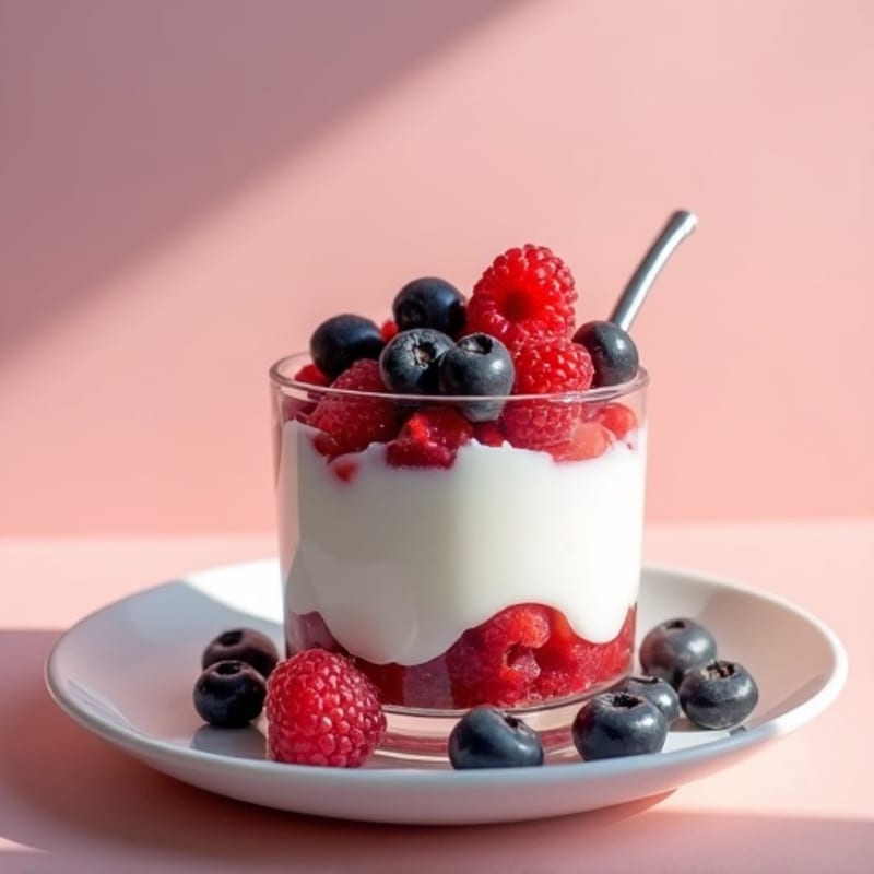 Greek Yogurt Protein Parfait with Mixed Berries and Almonds