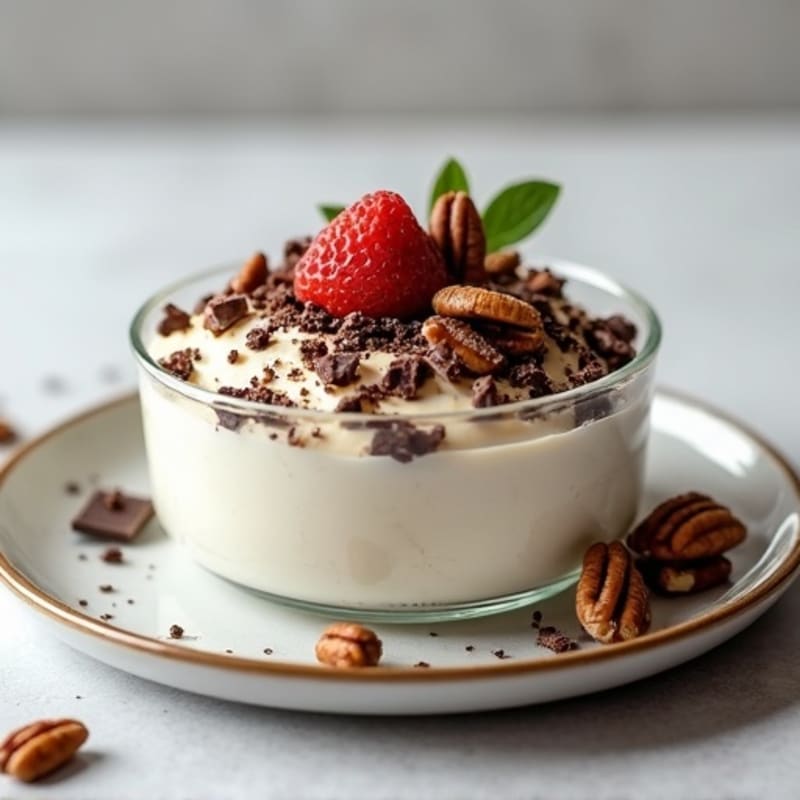 Creamy Greek Yogurt Protein Mousse with Chocolate and Chopped Chicken Pecans