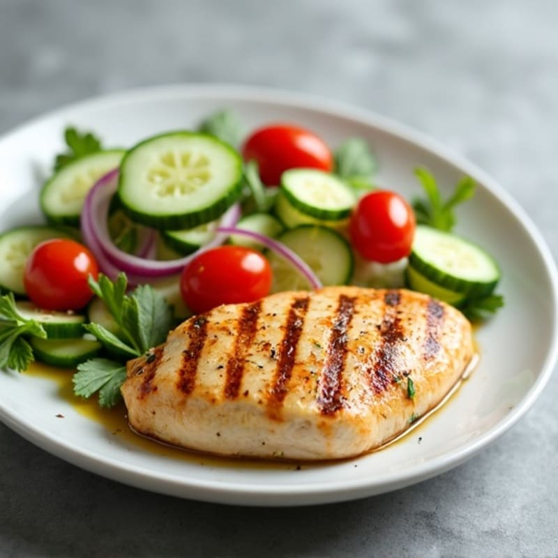 Grilled Chicken Breast with Cucumber Salad
