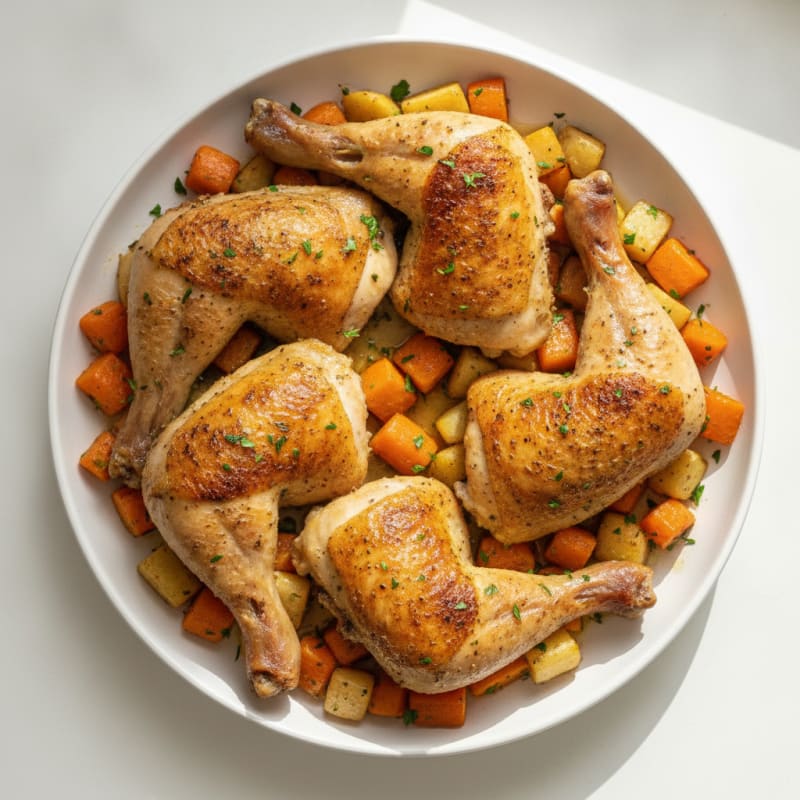 Herb-Roasted Chicken Legs with Root Vegetables