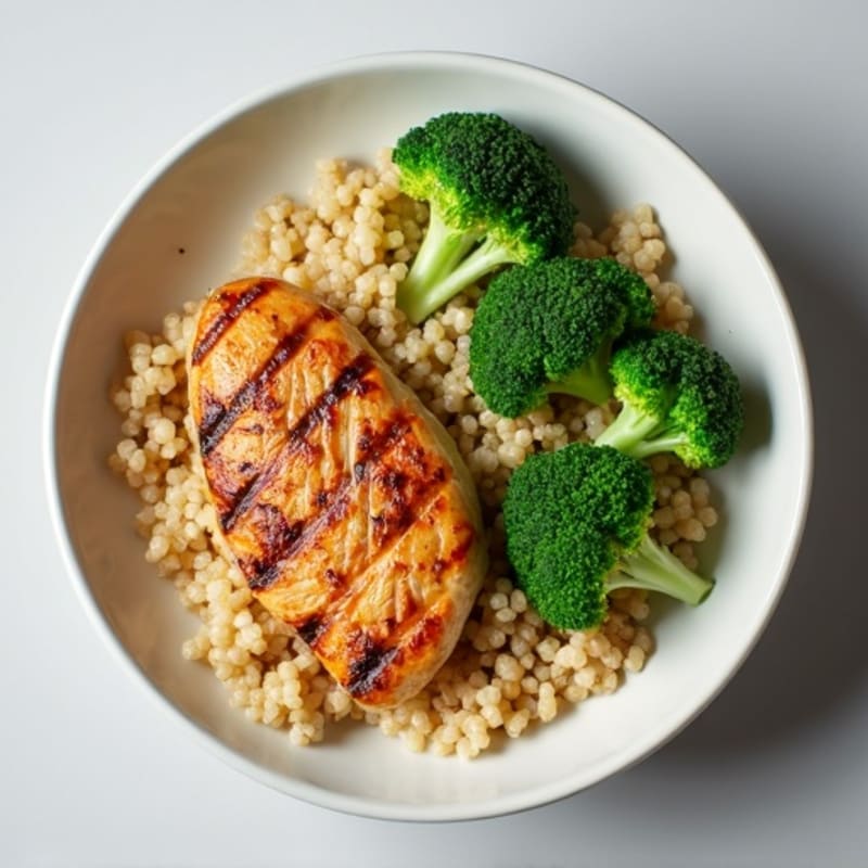 Grilled Chicken Breast with Quinoa and Steamed Broccoli