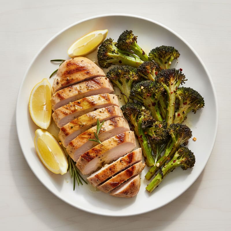 Grilled Turkey Breast with Roasted Broccoli
