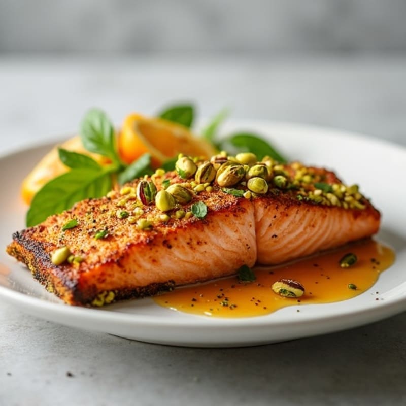 Crispy Pistachio-Crusted Salmon with Citrus-Ginger Glaze