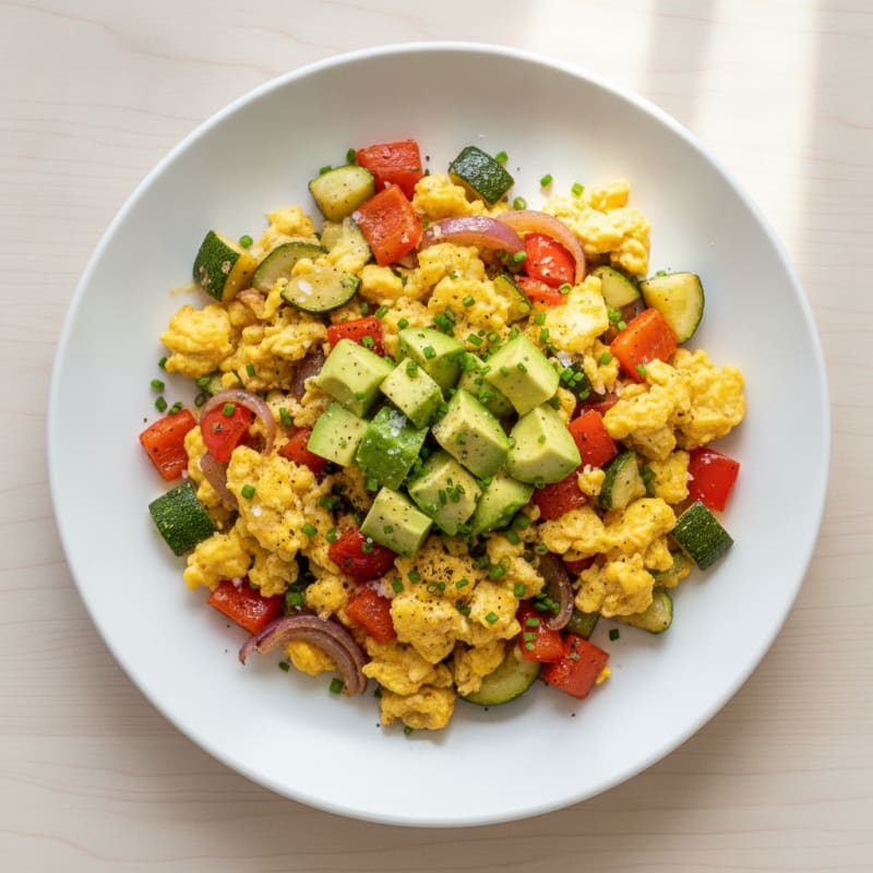 Scrambled Eggs with Roasted Vegetables