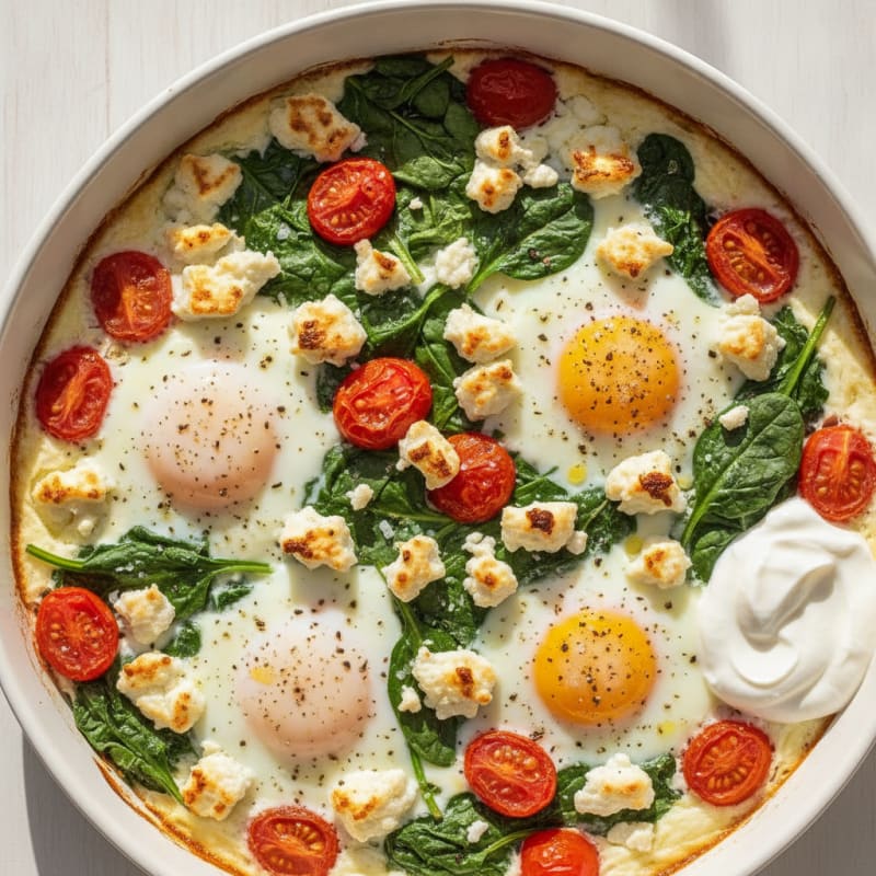 Baked Eggs with Spinach and Feta