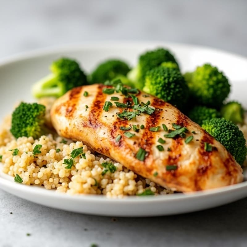 Grilled Chicken Breast with Quinoa and Steamed Broccoli