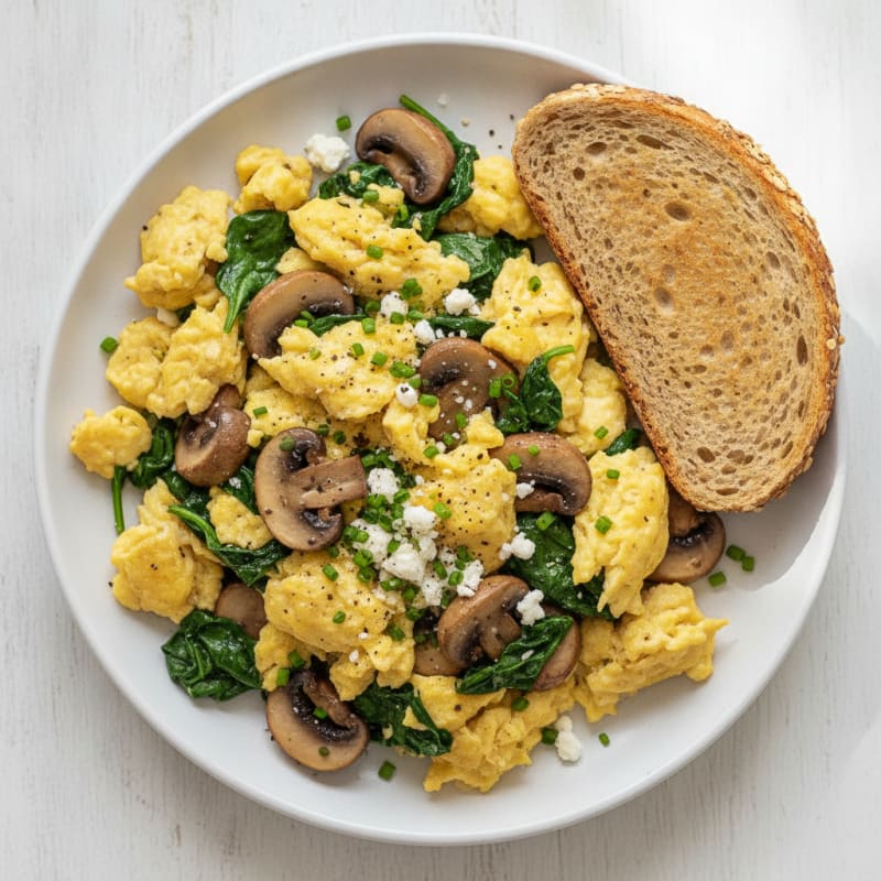 Savory Mushroom and Spinach Scramble