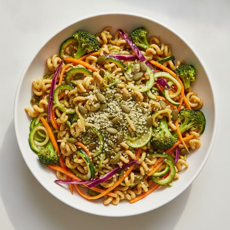 Rainbow Vegetable Noodle Bowl with Ginger-Lime Dressing