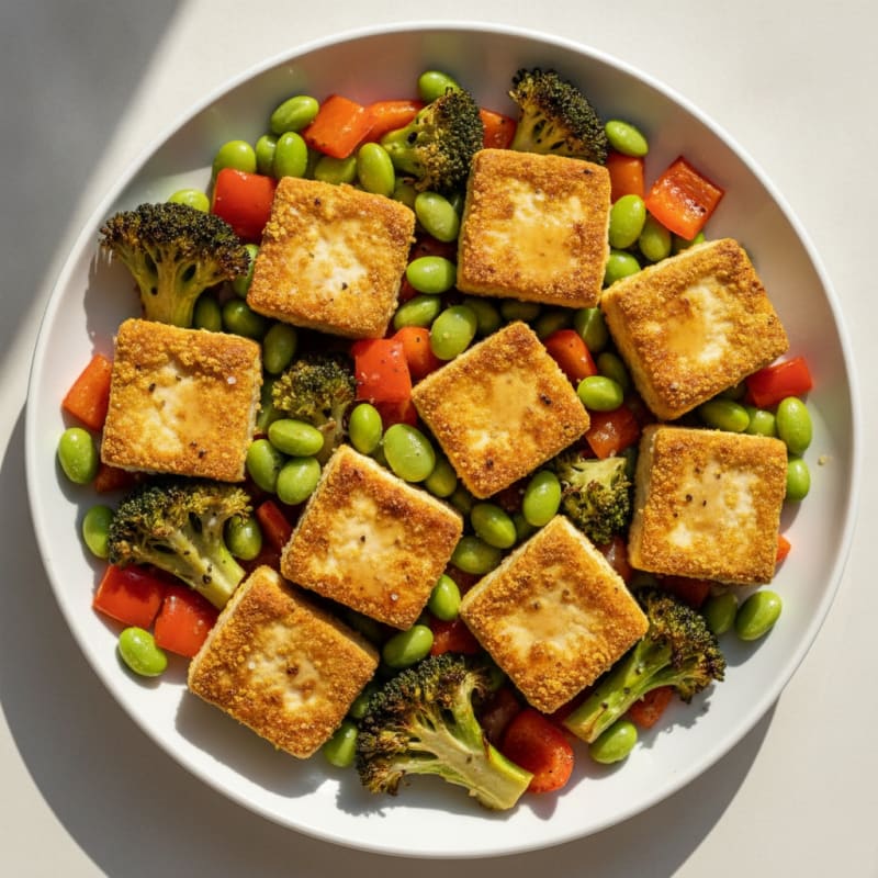 Pan-Seared Tofu with Roasted Vegetables