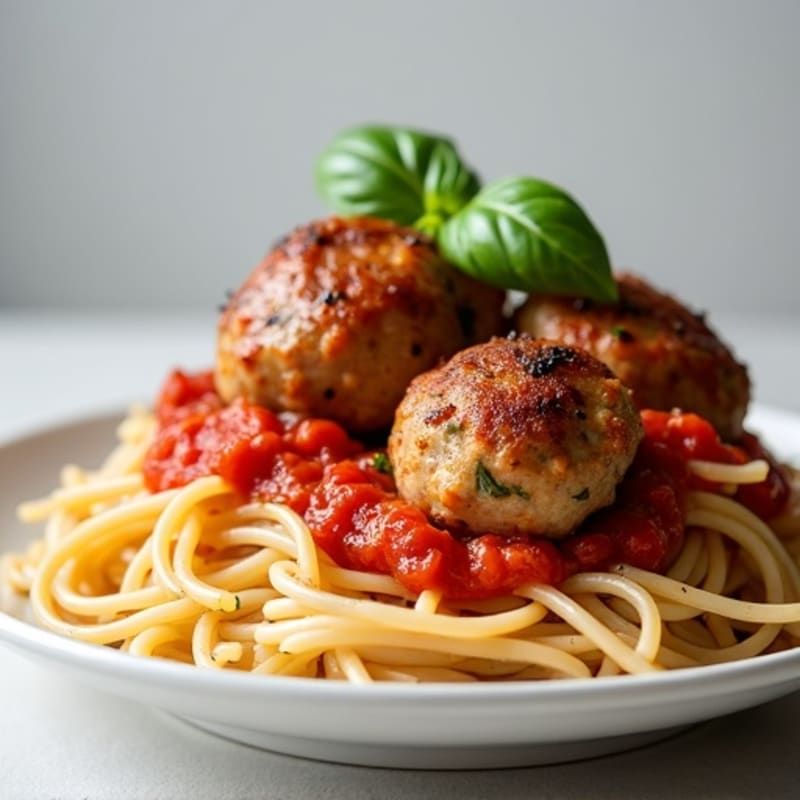 Hearty Lean Meatballs with Whole Wheat Spaghetti and Fresh Tomato Sauce