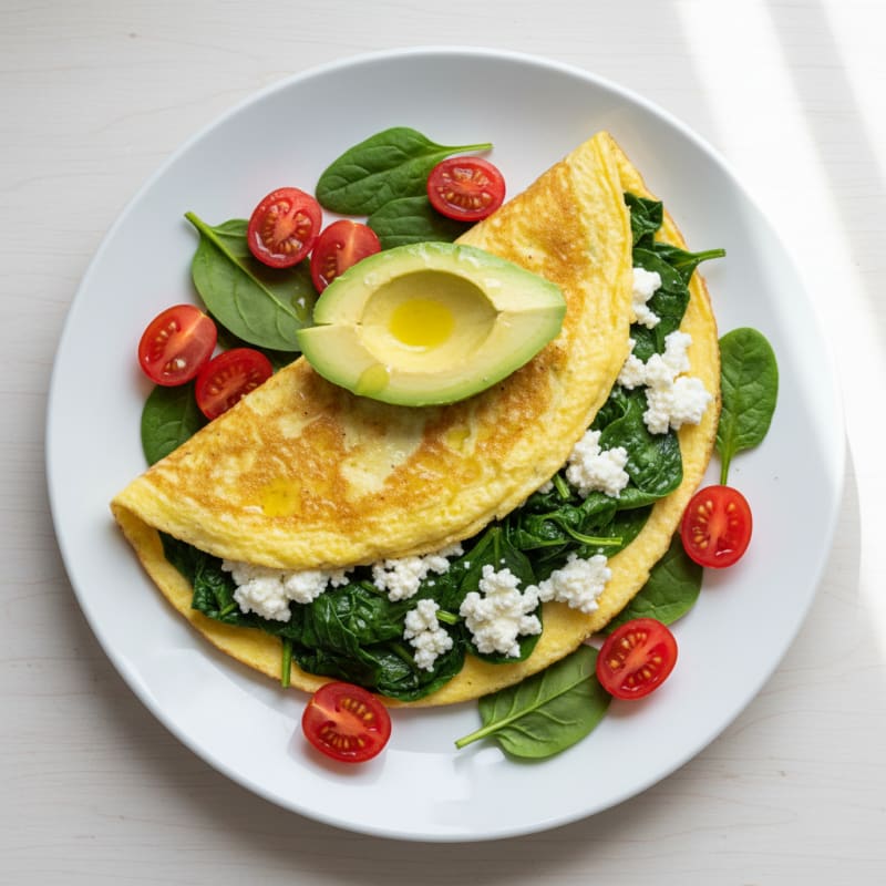 Egg White Spinach Omelette with Cottage Cheese