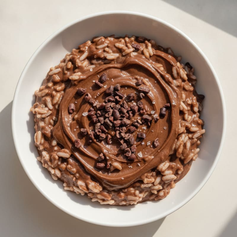 Chocolate Protein Greek Yogurt Rice Pudding