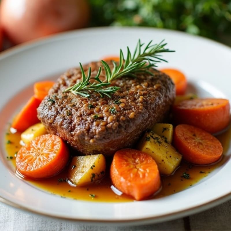 Garlic Herb Ground Beef with Roasted Root Vegetables