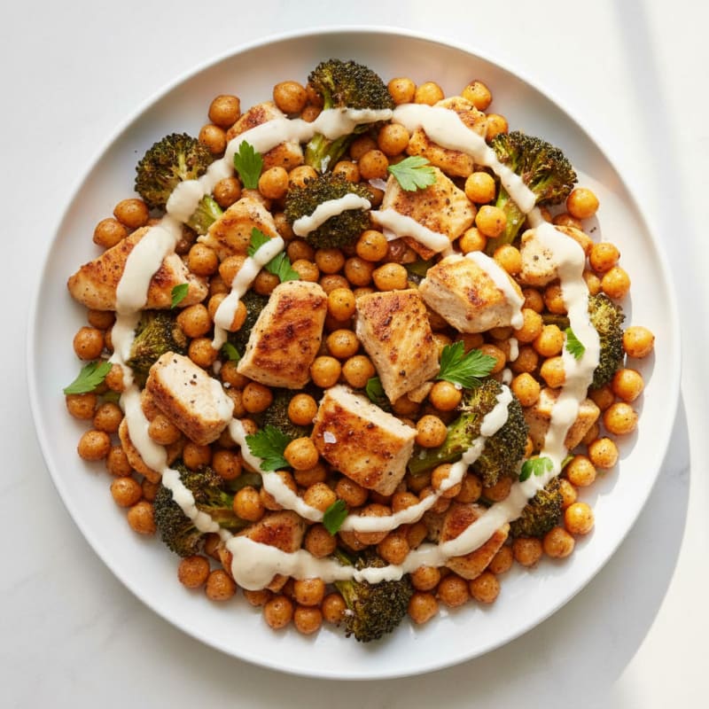 Creamy Roasted Chickpea & Veggie Bowl